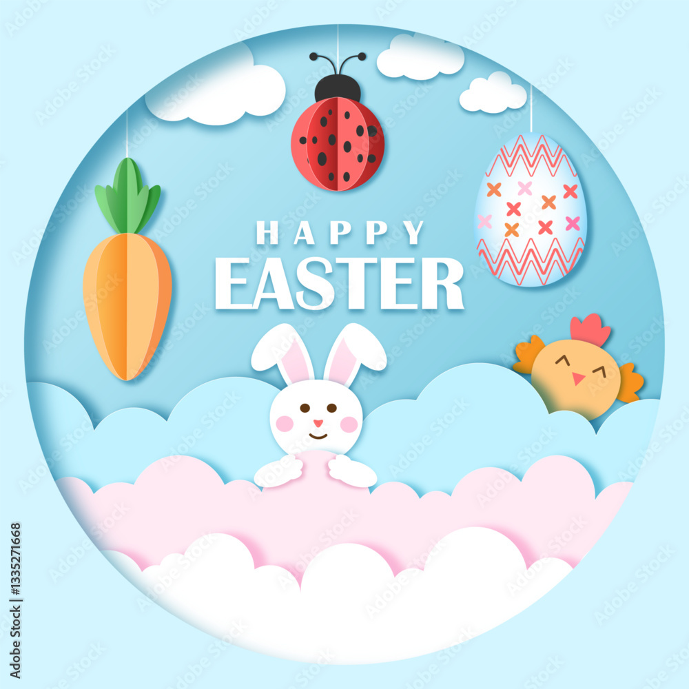 Easter сard in сut paper style Easter сard in сut paper style