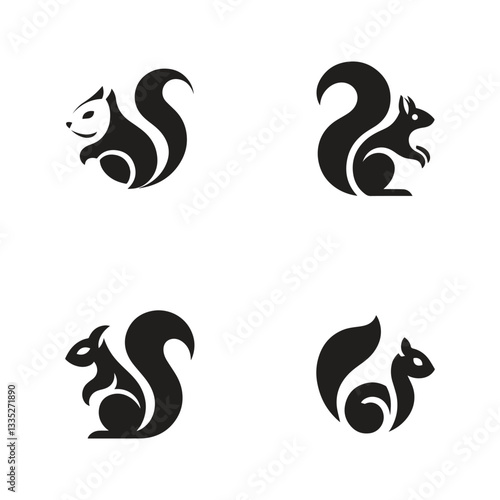 set collection minimalist and modern  squirrel landing logo design.