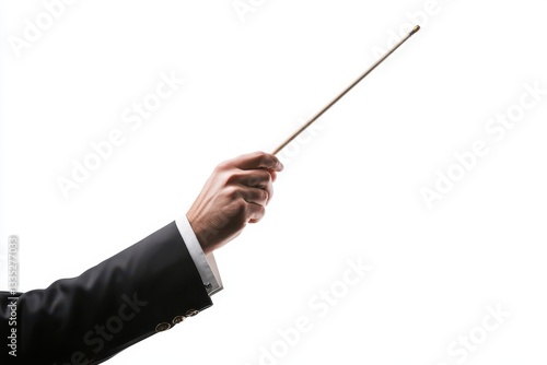 Isolated conductor s hands holding a baton against white background