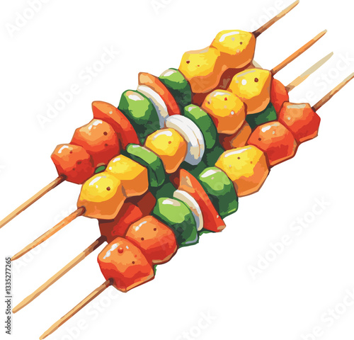 Watercolor Vector Illustration of satay