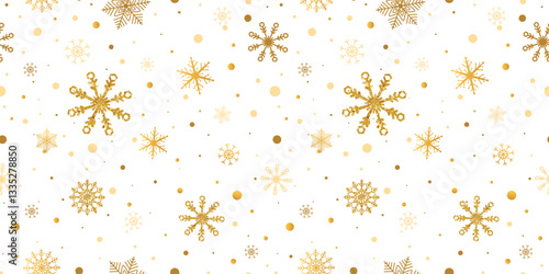 Wallpaper Mural Snowflakes seamless pattern long banner. Gold glitter snowflakes background. Luxury Christmas frame. Winter ornament. New Year garland. Celebration snowfall. Vector illustration Torontodigital.ca