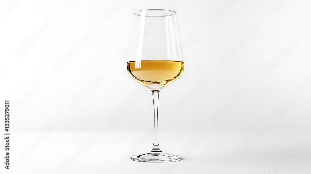 A clear wine glass filled with yellow liquid against a minimalistic background. A clear wine glass filled with yellow liquid against a minimalistic background.