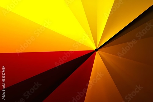 Yellow orange red brown modern abstract background for design. Geometric shape. Triangles lines stripes. Futuristic. Gradient. Clock business time concept. Bright colors colorful.