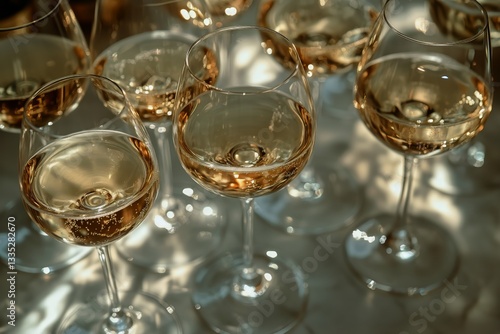 Celebratory Drinks Served in Elegant Glasses at a Gathering During Golden Hour