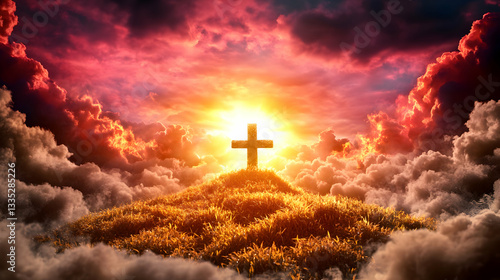 Wallpaper Mural Sunset over a cornfield with a Christian church. Theme for Thanksgiving Day Torontodigital.ca