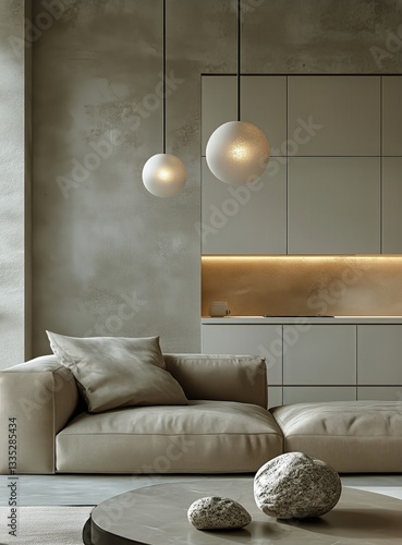 Modern Living Room Design Featuring Minimalist Decor and Stylish Lighting in ...