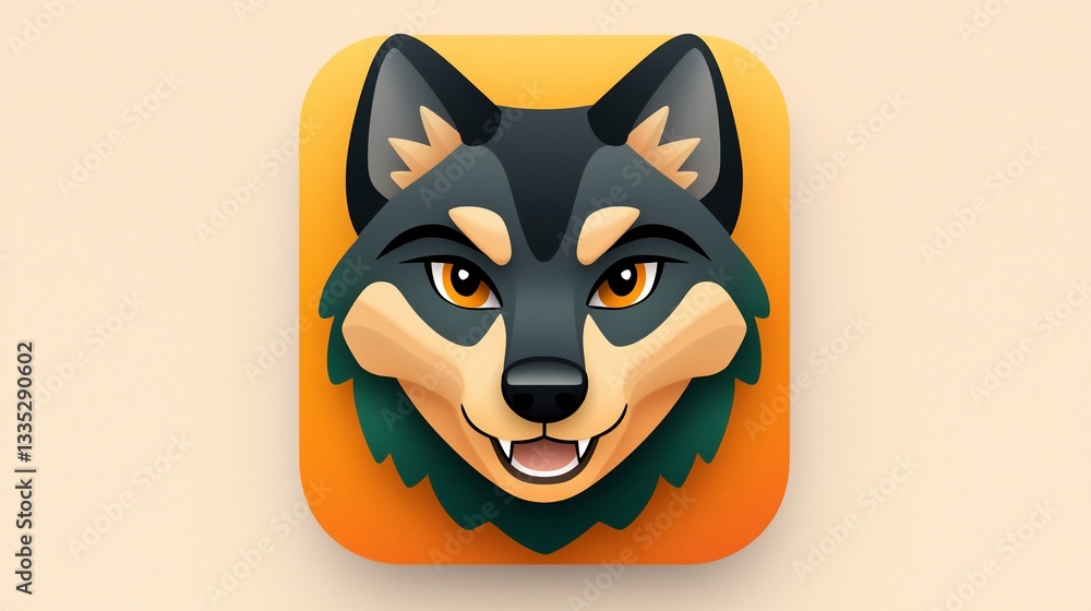 Fototapeta premium Cute Wolf App Icon Design