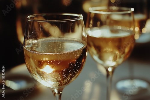 Celebratory Drinks Served in Elegant Glasses at a Gathering During Golden Hour
