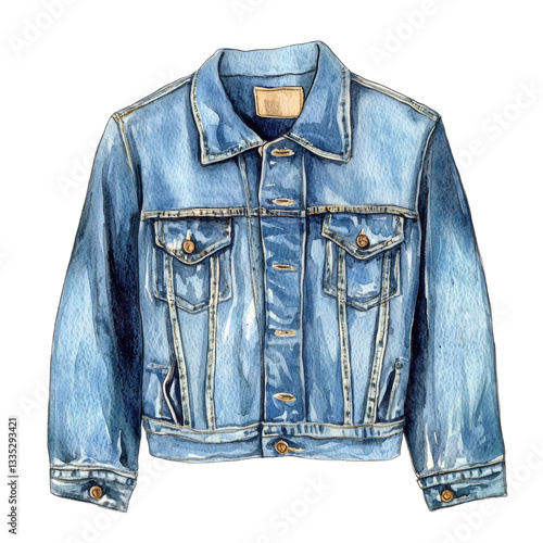 watercolor denim jacket is showing its timeless style, it versatile and effortlessly cool wardrobe essential
