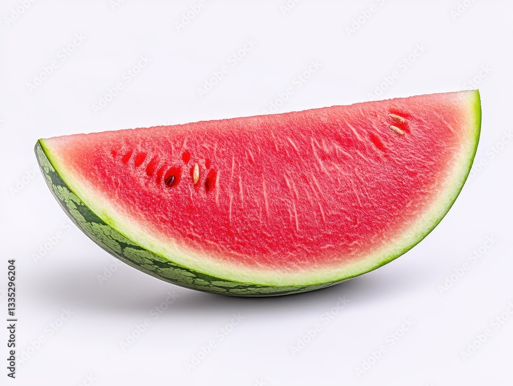 Freshly cut watermelon slice showcasing vibrant red flesh and green rind Freshly cut watermelon slice showcasing vibrant red flesh and green rind