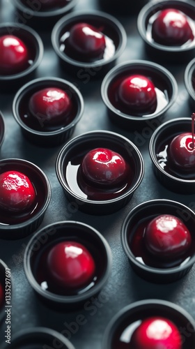 Delicious Cherry Desserts on a Dark Surface With Berries During a Festive Cel...