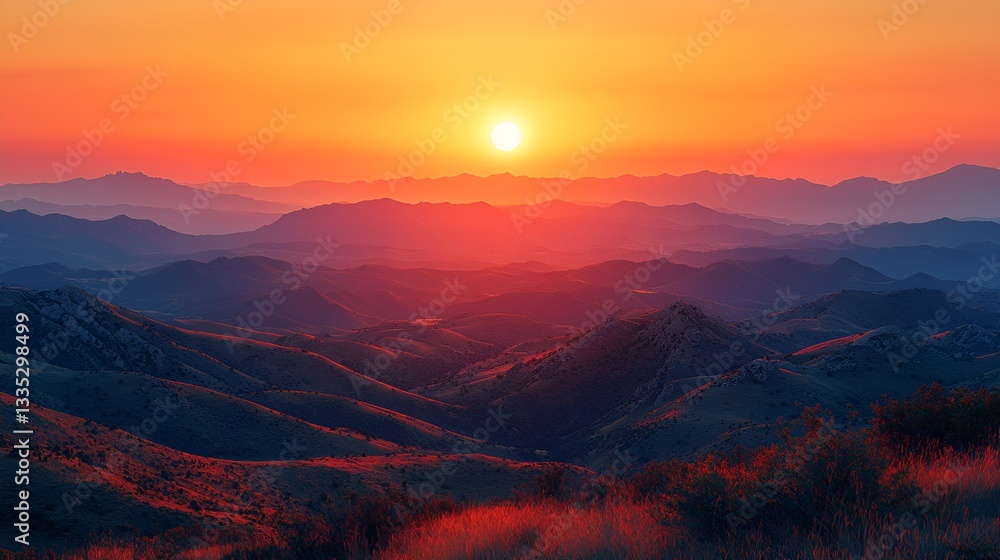 Obraz premium Sunrise over mountain ranges
