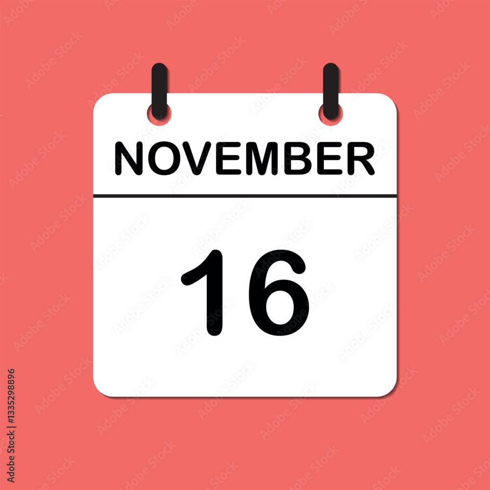 Fototapeta premium November 16. Daily Calendar icon for design. Simple design for business brochure, flyer, print media, advertisement. Easily editable.