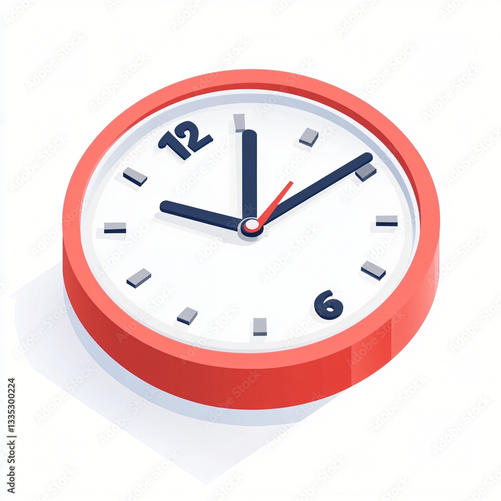 Isometric Flat Icon of a Clock Isolated on White Background for Design Projects Isometric Flat Icon of a Clock Isolated on White Background for Design Projects