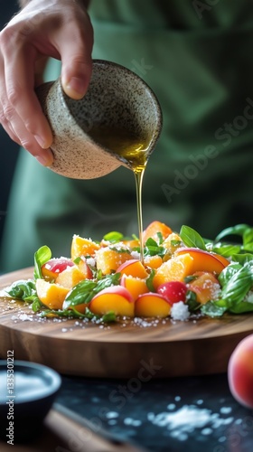 Fresh Salad Preparation With Colorful Vegetables and Herbs in a Cozy Kitchen ...
