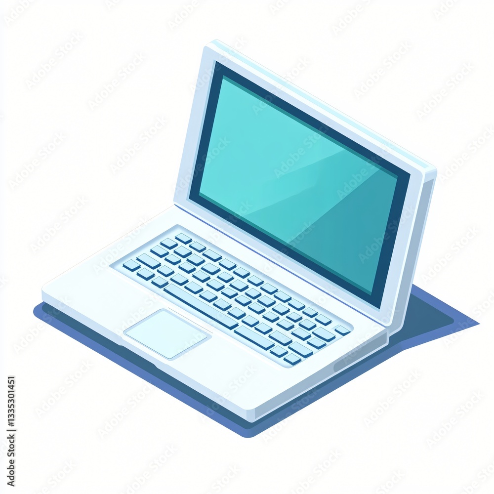 Isometric Illustration of Isolated Laptop Computer in Flat Design Style on White Background Isometric Illustration of Isolated Laptop Computer in Flat Design Style on White Background