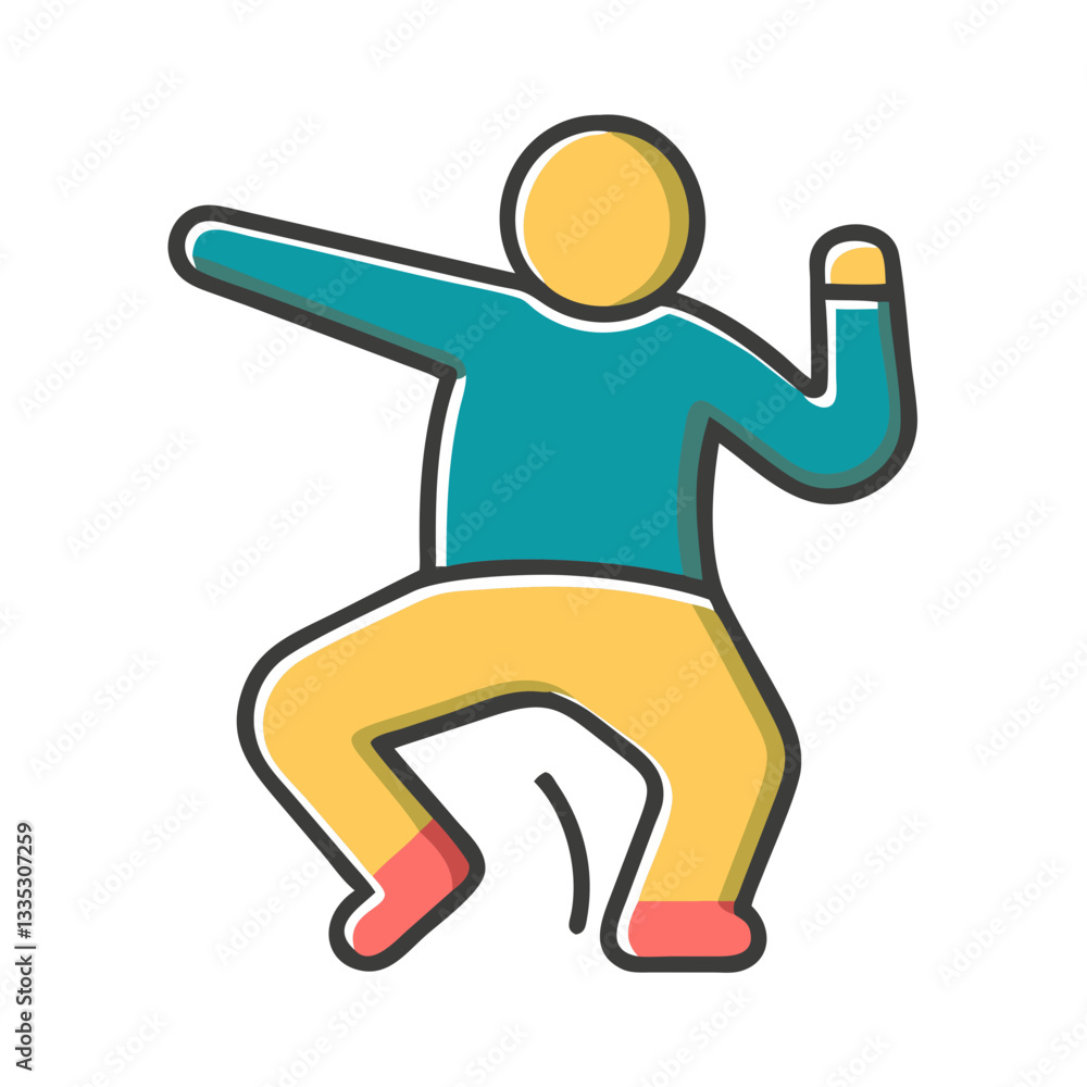 Fototapeta premium Joyful dancing person expressing happiness, vibrant illustration