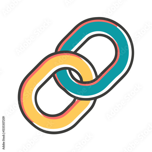 Colorful chain links interlocking, symbol of connection and unity