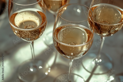 Celebratory Drinks Served in Elegant Glasses at a Gathering During Golden Hour
