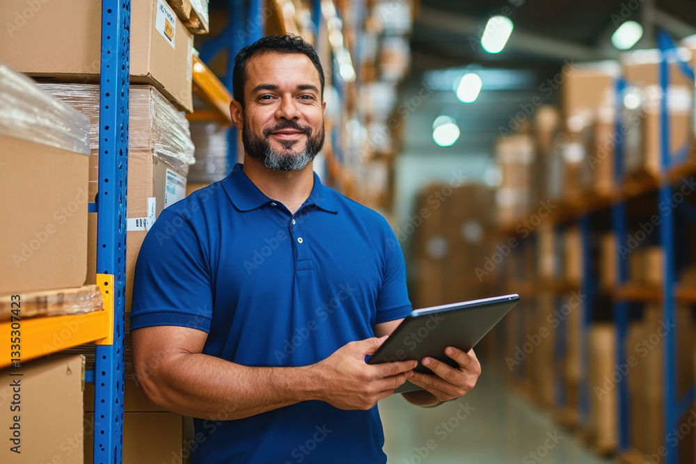 industrial occupation man person working in storage warehouse, business male portrait in logistic storehouse factory for a job of goods box shipping, stock delivery distribution industry to global industrial occupation man person working in storage warehouse, business male portrait in logistic storehouse factory for a job of goods box shipping, stock delivery distribution industry to global