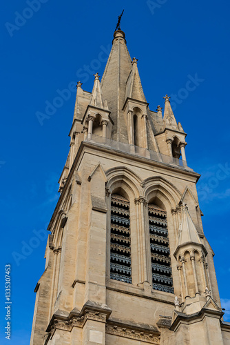 Obraz na płótnie View of Church of Saint Anne in Montpellier - one of most eye-catching landmarks. Neo-Gothic-style church built in the 19C. Montpellier. France. w salonie