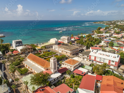 Aerial view of the south coast near Saint-Francois, Grande-Terre, Guadeloupe, Lesser Antilles, Caribbean.