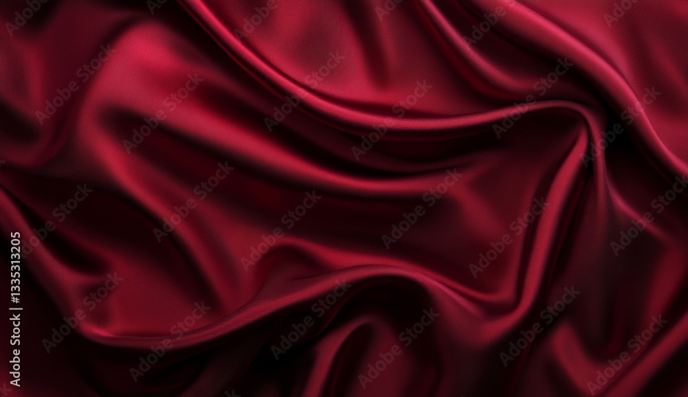 Obraz premium Deep crimson satin fabric drapes in elegant folds