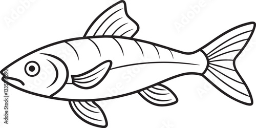 A simple  Fish icon  outline illustration template
