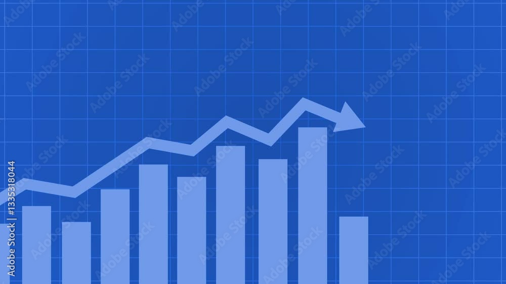 Teal Graph with Rising Arrow and Bar Chart Animation, A teal graph with ...