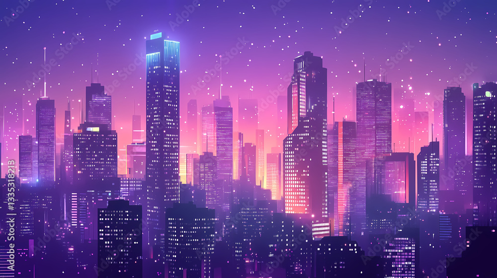 Fototapeta premium Smart city network digital connection urban technology global communication. Networked Growth. Illustration