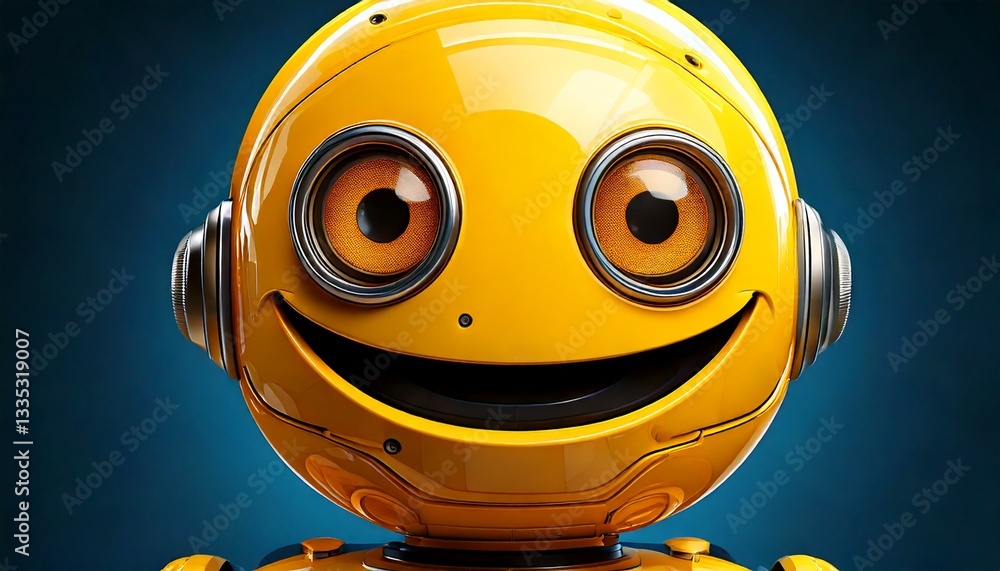 funny yellow cartoon robot