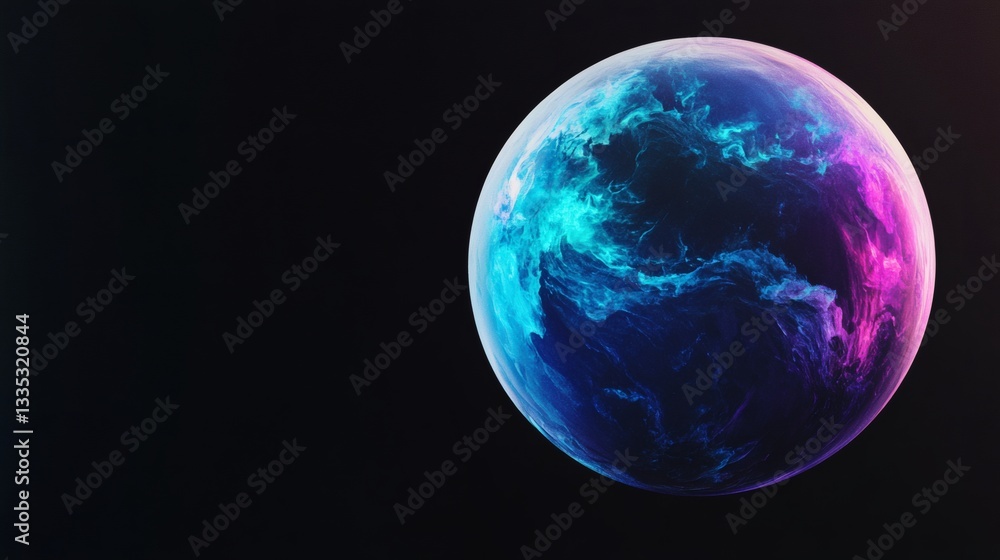 A Colorful and Abstract Digital Representation of a Planetary Sphere A Colorful and Abstract Digital Representation of a Planetary Sphere