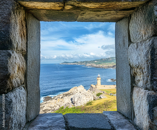 View from Muxia Lighthouse Muxía Costa da Morte La Coruña Galicia Spain Europe.