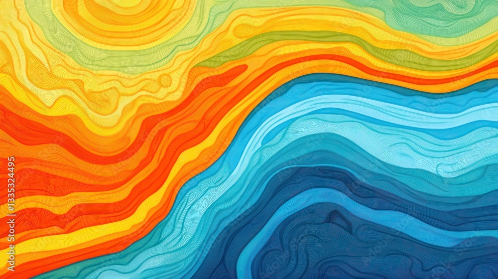 Fototapeta premium Abstract Colorful Swirls: A vibrant digital artwork showcasing a mesmerizing blend of warm and cool tones, creating a dynamic and visually captivating composition.