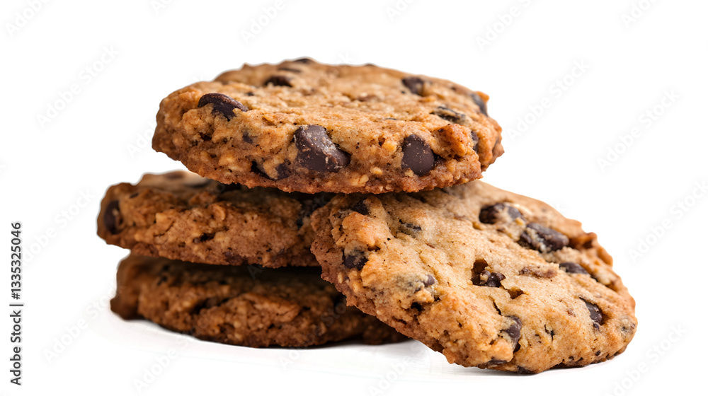 A stack of chocolate chip cookies. The cookies are piled on top of each other. The cookies are brown and have chocolate chips A stack of chocolate chip cookies. The cookies are piled on top of each other. The cookies are brown and have chocolate chips