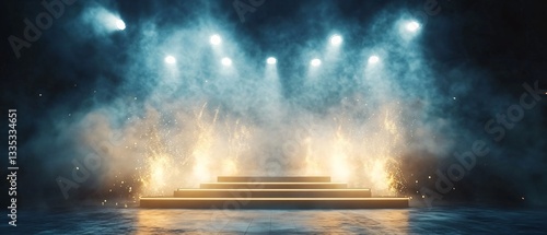 Wallpaper Mural  Futuristic Neon Awards Stage in an Edgy Brick Alley with Fog and Urban Vibes. Copy space. Generative AI Torontodigital.ca