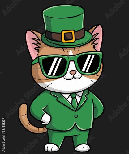 Cute Cat Leprechaun Shamrock Funny St Patrick's Day