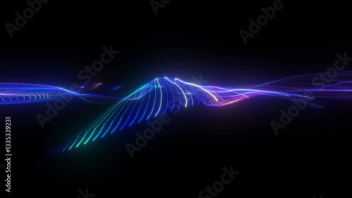 4K Video Footage of a Red and Blue Flowing Waveform | Abstract 2160p Animation Clip with Futuristic Digital Motion and Energy