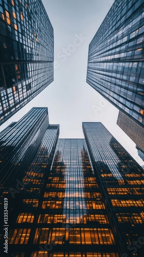 Wallpaper Mural Low angle view of numerous skyscrapers reaching towards the sky Torontodigital.ca