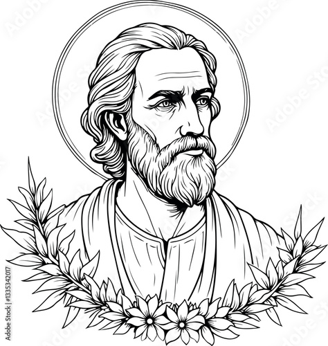 St. Joseph - Vector Engraving Style