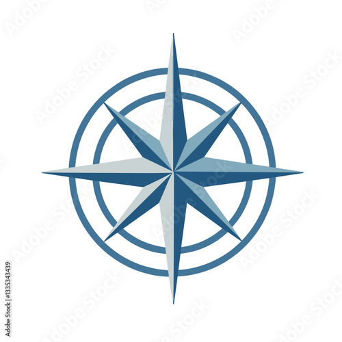 Icon of a blue compass rose with circular design