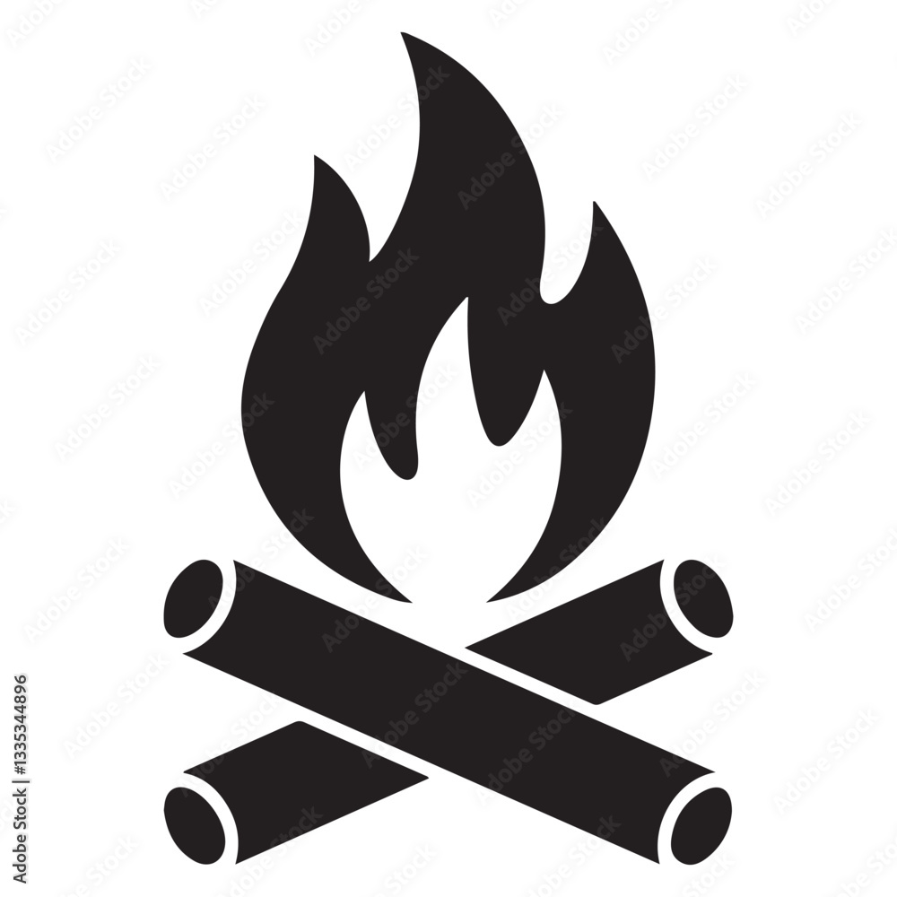Camp Fire silhouette vector illustration isolated on white background Camp Fire silhouette vector illustration isolated on white background