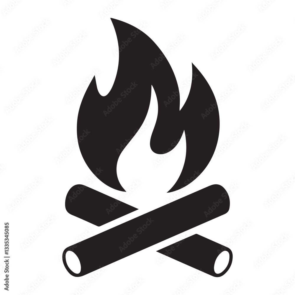 Camp Fire silhouette vector illustration isolated on white background Camp Fire silhouette vector illustration isolated on white background