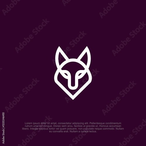Simple outline minimalist fox wolf logo head with a sharp and geometric style, great for tech startups, esports teams, and branding projects