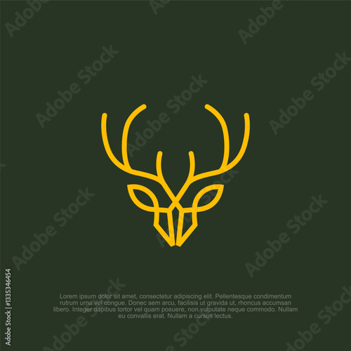 Simple minimalist outline deer antlers head logo with an elegant and nature-inspired aesthetic, perfect for outdoor brands, adventure companies, and wildlife businesses