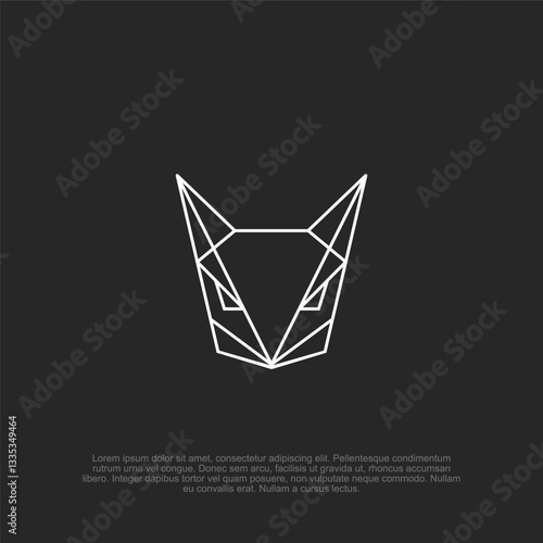 Simple outline minimalist angry cat fox head logo with a bold and fierce expression, ideal for gaming logos, sports teams, and strong branding identity