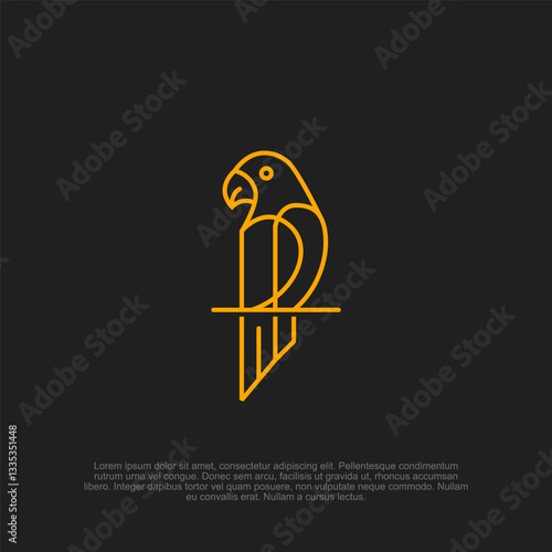 Simple minimalist parrot pigeon bird logo with a sleek and stylish look, ideal for travel businesses, communication brands, and wildlife organizations
