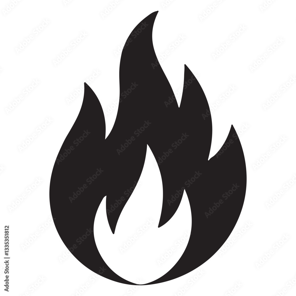 Fire silhouette vector illustration isolated on white background Fire silhouette vector illustration isolated on white background