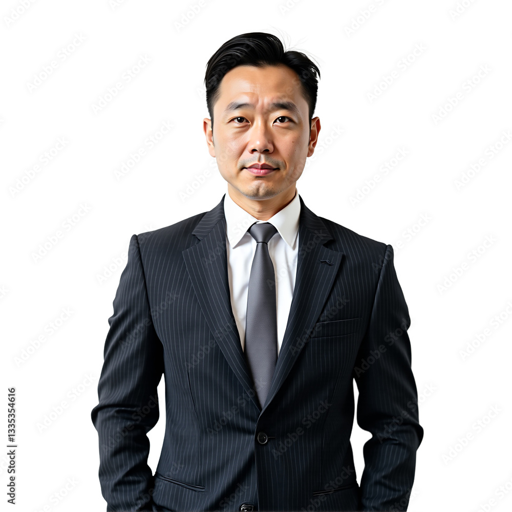 Confident Asian businessman portrait. Serious executive in suit. Professional, authoritative, trustworthy leadership. Isolated on transparent background. Confident Asian businessman portrait. Serious executive in suit. Professional, authoritative, trustworthy leadership. Isolated on transparent background.