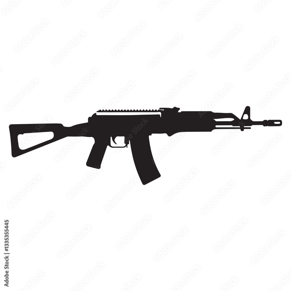 Military assault rifle silhouette vector illustration isolated on white background Military assault rifle silhouette vector illustration isolated on white background